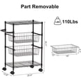 thumbnail image 3 of Bingirl Chariot Utilitaire Roulant à 4 Niveaux en Fil Métallique avec Roues et Barre de Poignée - Chariot de Service de Cuisine Robuste de 110 Lb, Chariot de Rangement pour Aliments pour Cuisine de Restaurant, Organisateur d'Étagère Mobile, 3 of 6