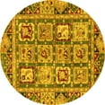 thumbnail image 1 of Ahgly Company Indoor Round Abstract Yellow Modern Area Rugs, 4' Round, 1 of 4
