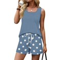 thumbnail image 2 of 2 Piece Sets for Women Summer Lounge Womens Short Sets Beach Vacation Sleeveless Tank Top Square Neck Drawstring Polka Dots Matching Outfits Blue XL, 2 of 7