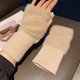 thumbnail image 5 of Guantes de medio Dedo de lana de visón suave para mujer, mitones de muñeca de punto de felpa blanca sólida, cálidos de lujo, sin dedos, escritura, Invierno, 5 of 5
