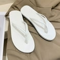 thumbnail image 4 of XIMIN Vegan Leather Flip Flops for Women Footwear - Memory Foam Flats Sandals for Women 2025 - Lightweight Sandals Summer Beach Essentials Slides (7.5, White), 4 of 5