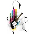 thumbnail image 1 of Guitar Apron Bass Guitar on Colorful Vertical Stripes with Floral Natural Artistic Ornaments, Unisex Kitchen Bib Apron with Adjustable Neck for Cooking Baking Gardening, Multicolor, by Ambesonne, 1 of 3