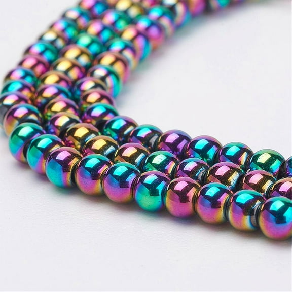 5Strand Electroplate Magnetic Synthetic Hematite Strands Round Grade A Multi-color Plated 3mm Hole: 1mm 148pcs/strand 15.94 inch
