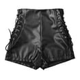 thumbnail image 5 of SELONE Leather Shorts Women High Waist Faux Leather Fashion Clothes Short Length Slim Fashion Clothes Black S, 5 of 7