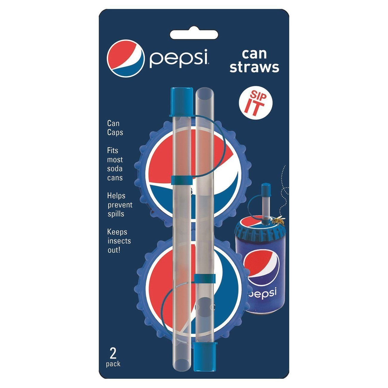 Jokari Pepsi Modern Soda Straw / Pop / Beverage Can Caps 2pk