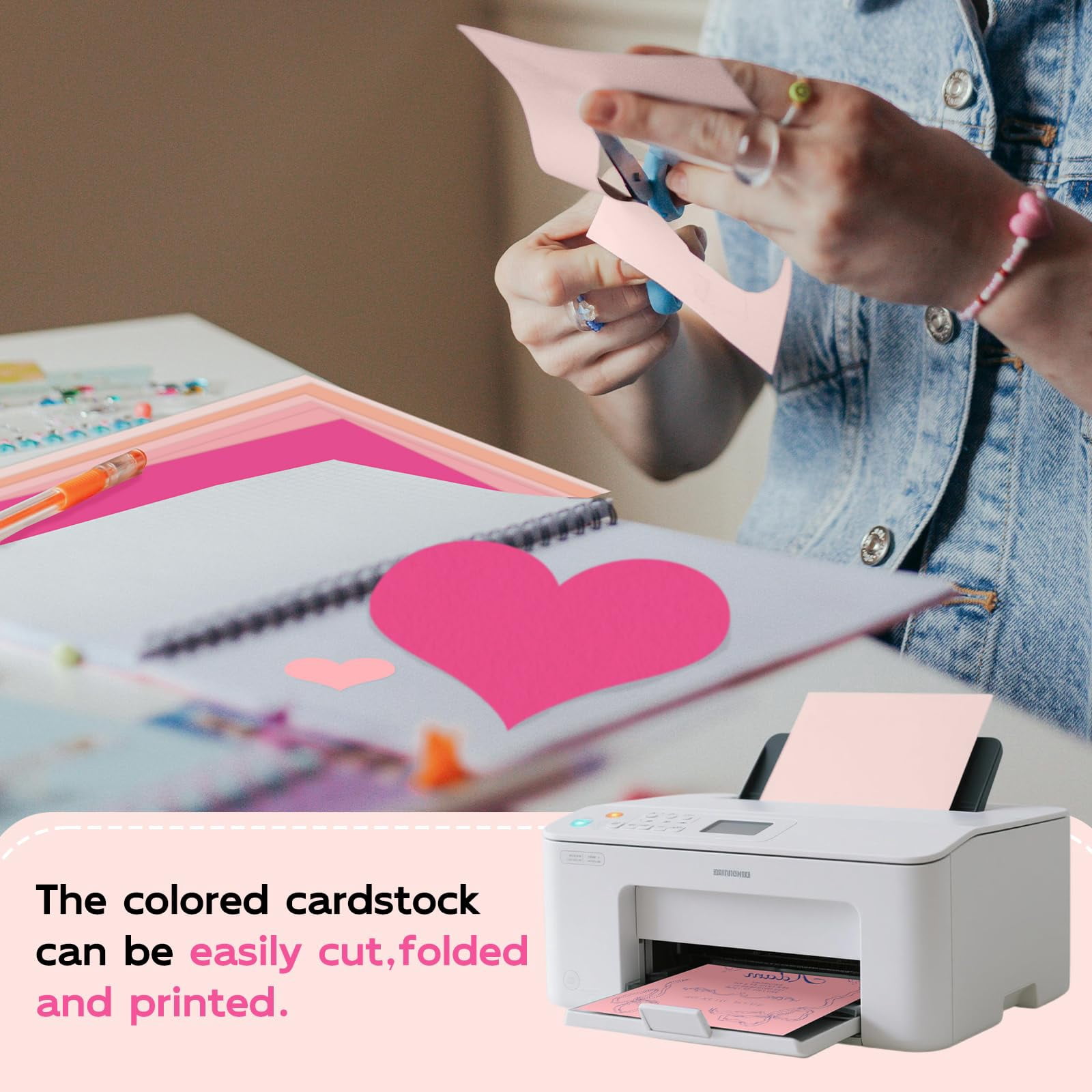 25 Sheets Pink Cardstock 8.5 X 11  5 Colors Colored Paper 80lb Construction Assorted For Crafts Diy Cards Valentines Day