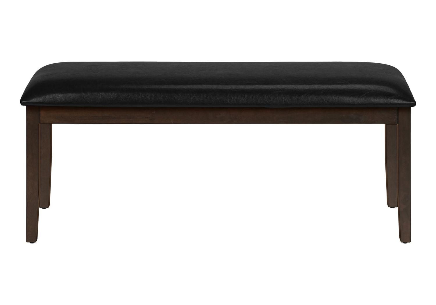 Monarch Specialties  Banc, 48" Rectangulaire, Salle À Manger, Couloir, Entrée, Rembourré, Bois, Bois Massif Brun, Aspect Cuir Noir, Transitionnel