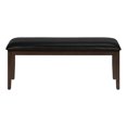 thumbnail image 2 of Monarch Specialties Bench, 48" Rectangular, Dining Room, Hallway, Entryway, Upholstered, Wood, Brown Solid Wood, Black Leather-look, Transitional, 2 of 9