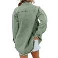 thumbnail image 2 of Women's Oversized Denim Jacket Casual Long Boyfriend Distressed Jean Jacket Long Sleeve Button Up Frayed Hem Shacket, 2 of 3