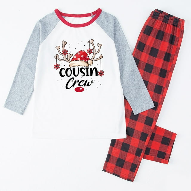 Conjuntos de pijamas familiares a juego Pijamas navideños con camiseta de manga larga y pantalones Ropa de estar por casa para niños