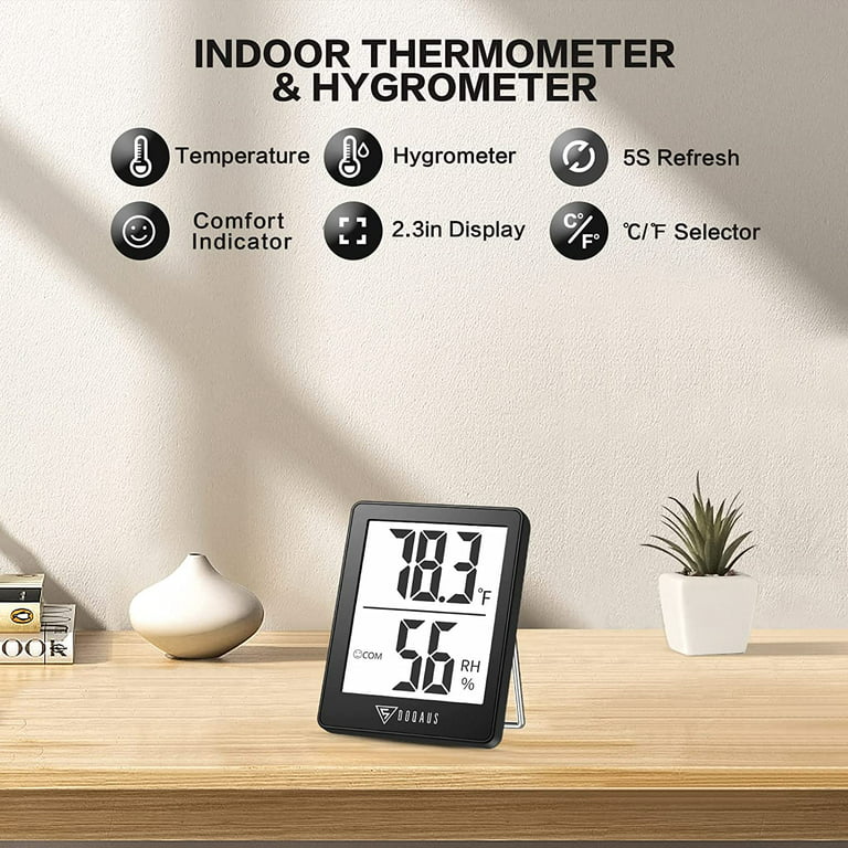 SECRUI Hygrometer Thermometer for Room Temperature Humidity Meter Indoor  Thermometer Accuracy Calibration LCD Temperature Sensor with Maximum and