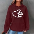 thumbnail image 2 of Hoodies for Women Graphic Heart Print Cute Long Sleeve Waffle Drawstring Pullover Spring Fall Sweatshirts with Pockets(Wine,XXXL), 2 of 5