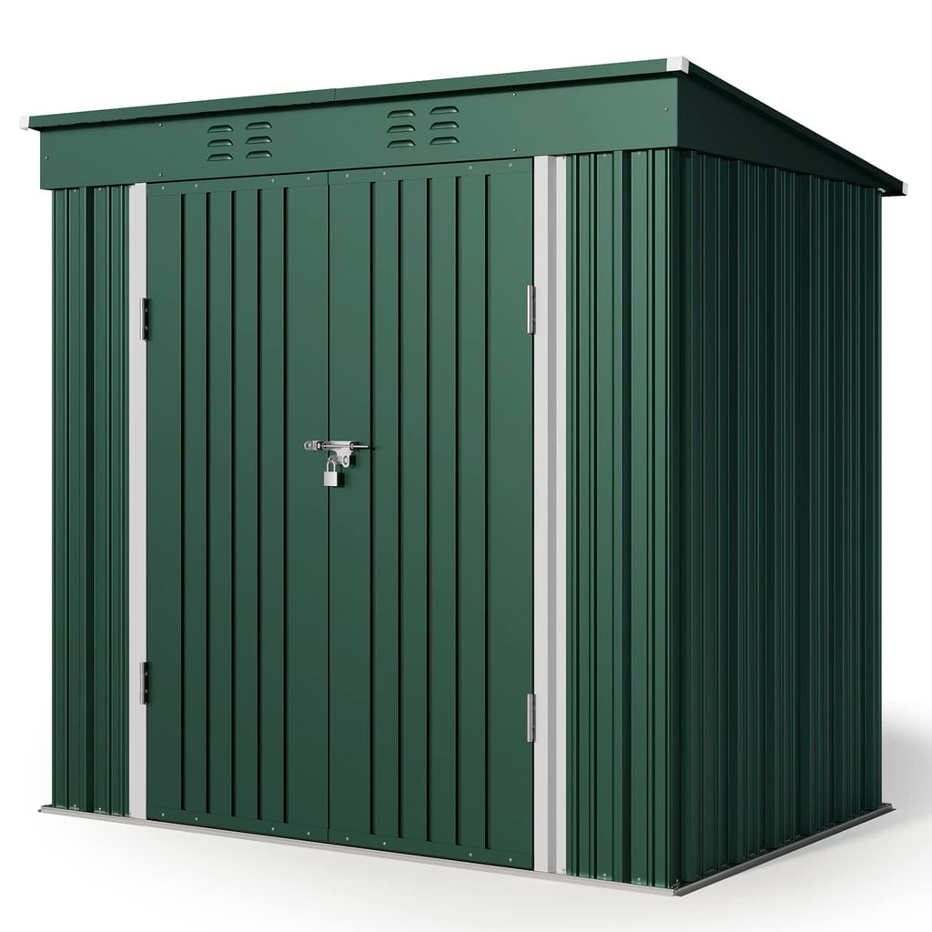 6x4 ft Outdoor Storage Shed on Sale, Sheds & Outdoor Storage with Lockable Doors, Metal Garden Shed by Durable Galvanized Steel for Patio, Lawn, Green