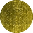 thumbnail image 1 of Ahgly Company Machine Washable Indoor Round Oriental Yellow Industrial Area Rugs, 3' Round, 1 of 4