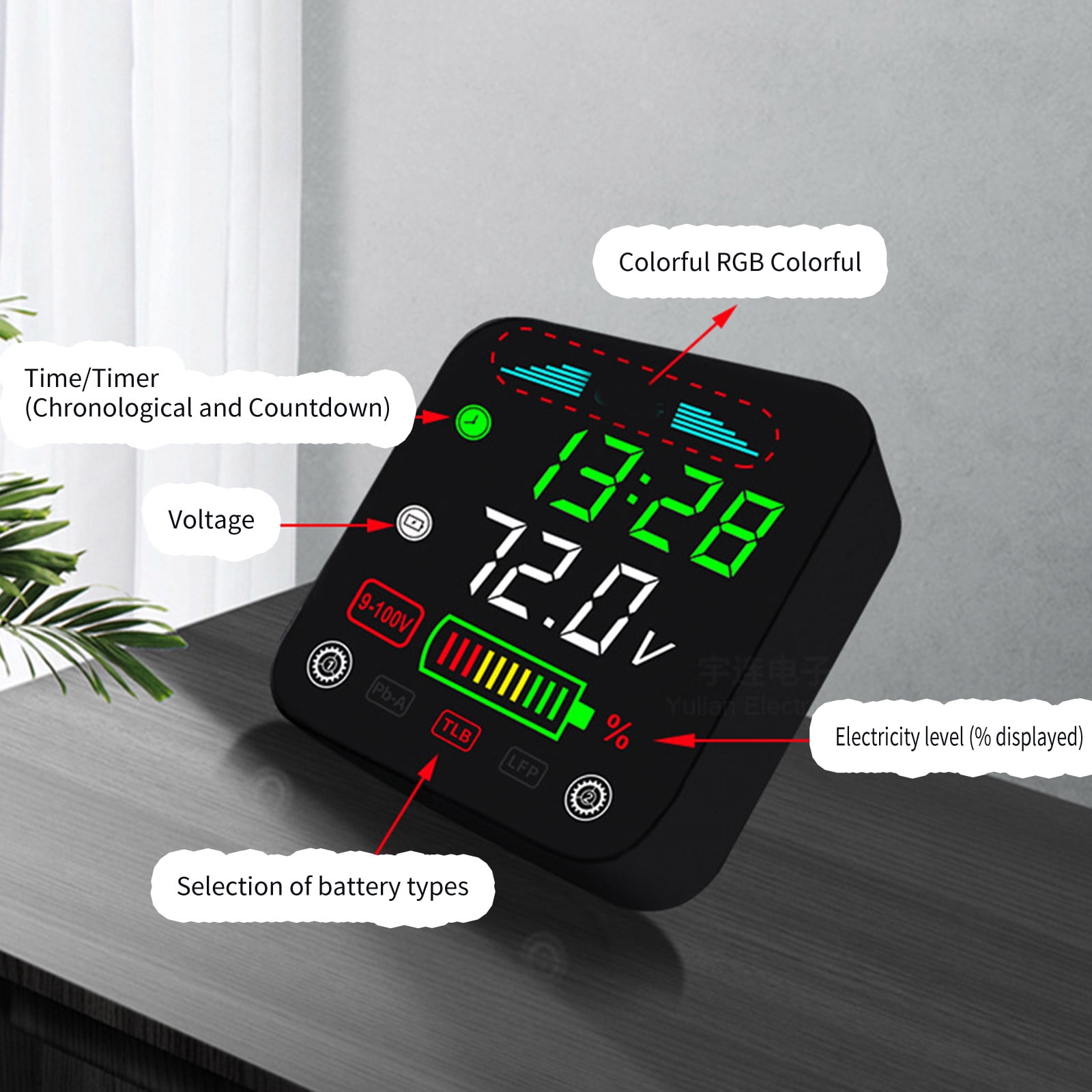 Voltmeter Tester Detector Digital Electricity Meter DC9-100V Capacity Indicators for Motorcycle