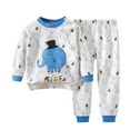 thumbnail image 2 of Ahuyic Kids Long Tops And Pants,Kids Print Pajama Set 2-8Years Long Sleeve Round Neck Pants 2 Piece Thermal Casualwear for Fall Winter, 2 of 3
