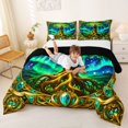 thumbnail image 3 of Homewish Astrology Nature Tree Queen Comforter Set,Green Navy Gradient Comforter Sets Queen,Black Reversible,3-Piece,1 Comforter and 2 Pillowcases, 3 of 7