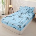 thumbnail image 2 of Homewish Wild Dinosaur Zipper Queen Comforter Set with Fitted Sheet and 2 Pillowcases,Safari Animals Sketch Zipper Bedding Set,Blue,Reversible,4pcs, 2 of 8
