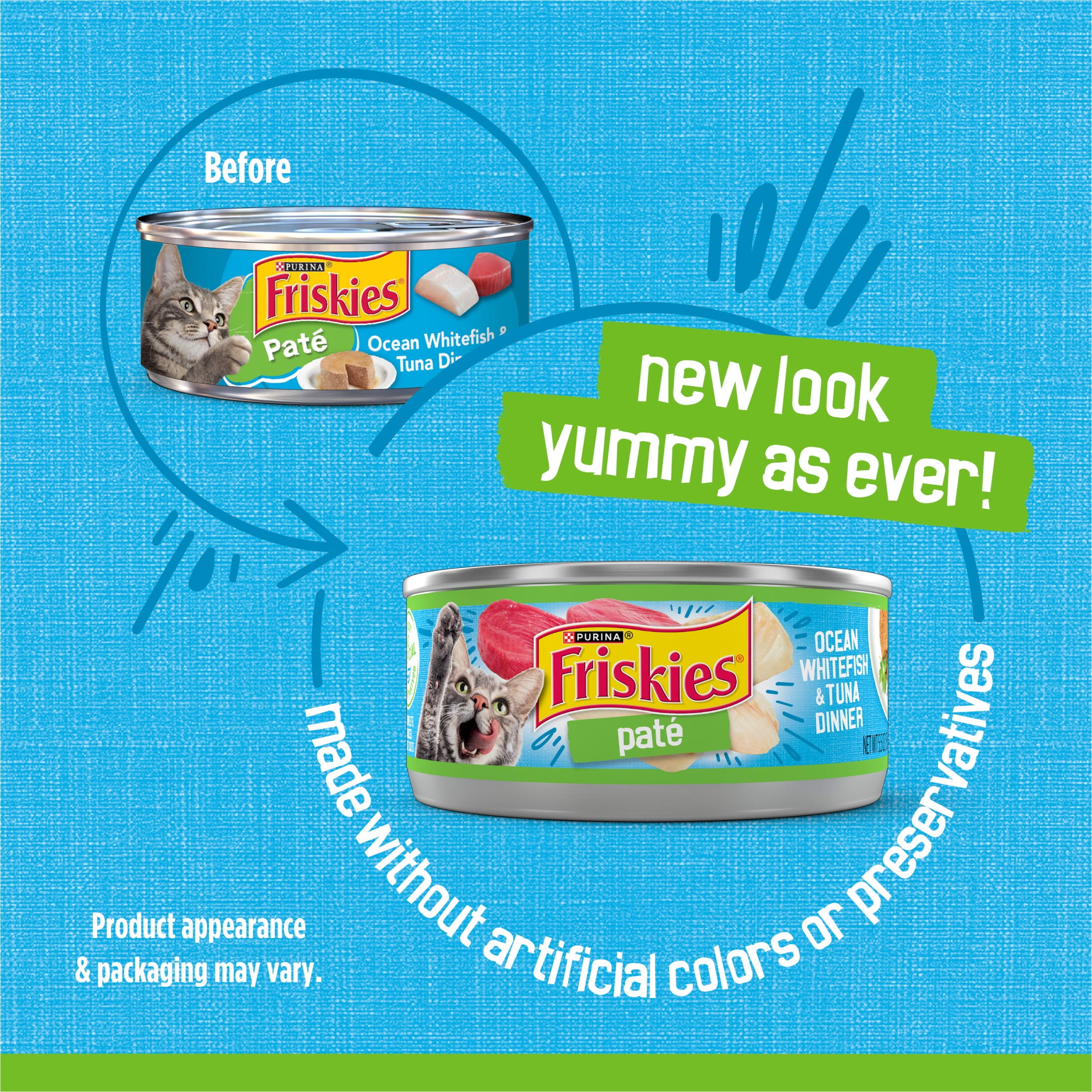 (12 pack) Purina Friskies Pate, Ocean Whitefish and Tuna Dinner, Wet Cat Food, 5.5 oz. Can, 24 Pack