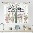 thumbnail image 2 of Farmhouse Pink Kitchen Curtains 27.5Wx36H Inch Rod Pocket Rustic Floral Curtains for Kitchen Spring Country Wooden Flower Art Printed Funny Quotes Window Drapes Treatment Fabric 2 Panels, 2 of 5