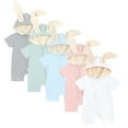 thumbnail image 2 of MXIEZI Newborn Baby Boys Girls Romper Hooded Ears Onesie Short-Sleeved Jumpsuit Outfit Cozy Pajamas Clothes for 0 - 18 Months, 2 of 9