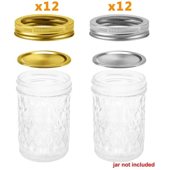 Boyijia Wide Mouth Jar Lids For Mason/Canning Jars - Leak-Proof & Anti-Scratch Resistant Surface(24-Count )