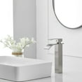 thumbnail image 6 of BWE Vessel Sink Faucet Modern Waterfall Brushed Nickel Single Hole Bathroom Faucet Single Handle with Pop up Drain Without Overflow Assembly Vanity Basin Bath Sink Faucets Mixer Tap Lead-Free, 6 of 8