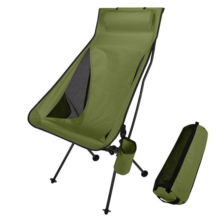 SHANNA Camping Backpacking Chair, Lightweight Portable Folding Chair with  Carry Bag, Aluminum High-Back Outdoor Chair for Travel, Camping, Hiking,  Fishing, Picnic,Green 