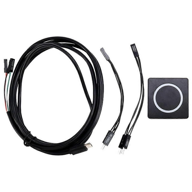 PC Power Button Desktop Power Switch PC External Start Power on/Off Button Magnetic Self-Reset Button Metal Shell RGB