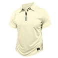 thumbnail image 5 of GrmtClth Polo Shirts for Men 2026 Spring Fashion Short Sleeve Golf Shirt Loose Quarter Zip Tee Dressy Collared Outfit with Pocket Beige 2XL, 5 of 6