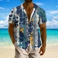 thumbnail image 2 of SnZhen Hawaiian Shirt for Men Men Print Blouse Short Sleeve Button Turn-Down Collar Shirt Casual Hawaiian Beach Top, 2 of 5