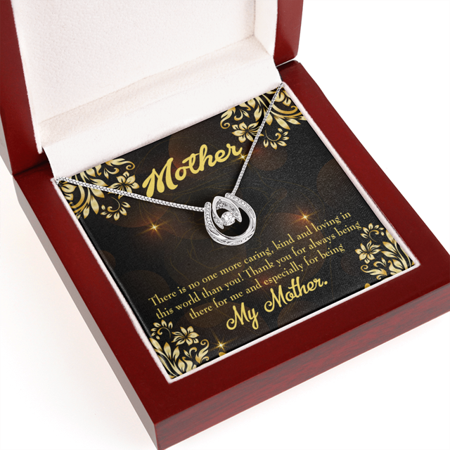 Mother Caring Kind Loving Lucky Horseshoe Necklace Message Card 14k w CZ Crystals