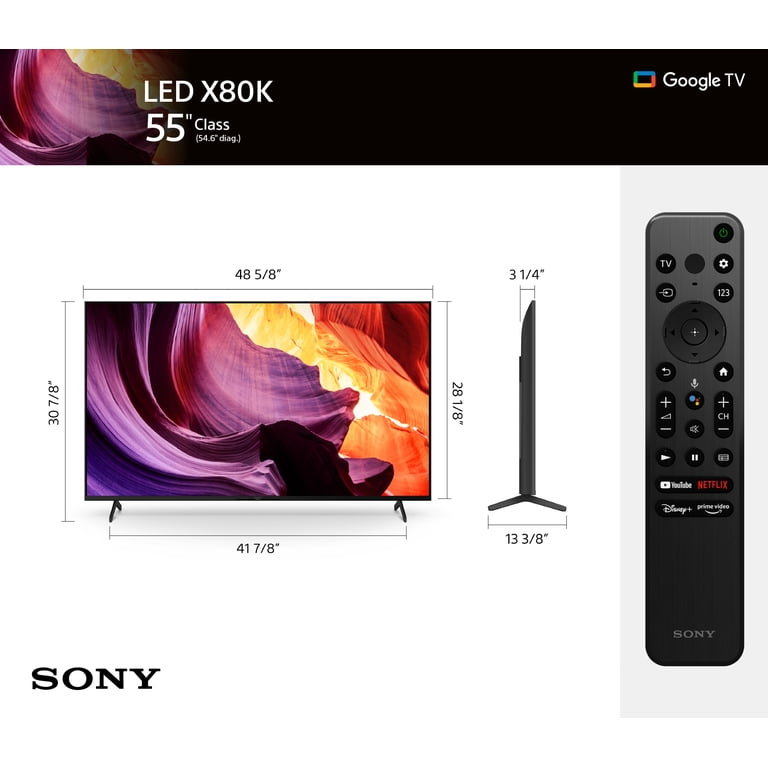 Sony 55” Class X80K 4K Ultra HD LED Smart Google TV - New Flat