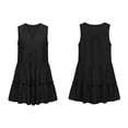 thumbnail image 4 of Noric Women's Cotton Sleeveless V Neck Tiered Mini Dresses Casual Solid Color Ruffle Hem Summer Dresses, 4 of 8