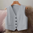 thumbnail image 2 of VSSSJ Women's Business Blazer Vest Sleeveless Basic Solid Color Button Down Lightweight Fitted Office Work Suit Waistcoat Tops Gray XXXL, 2 of 5