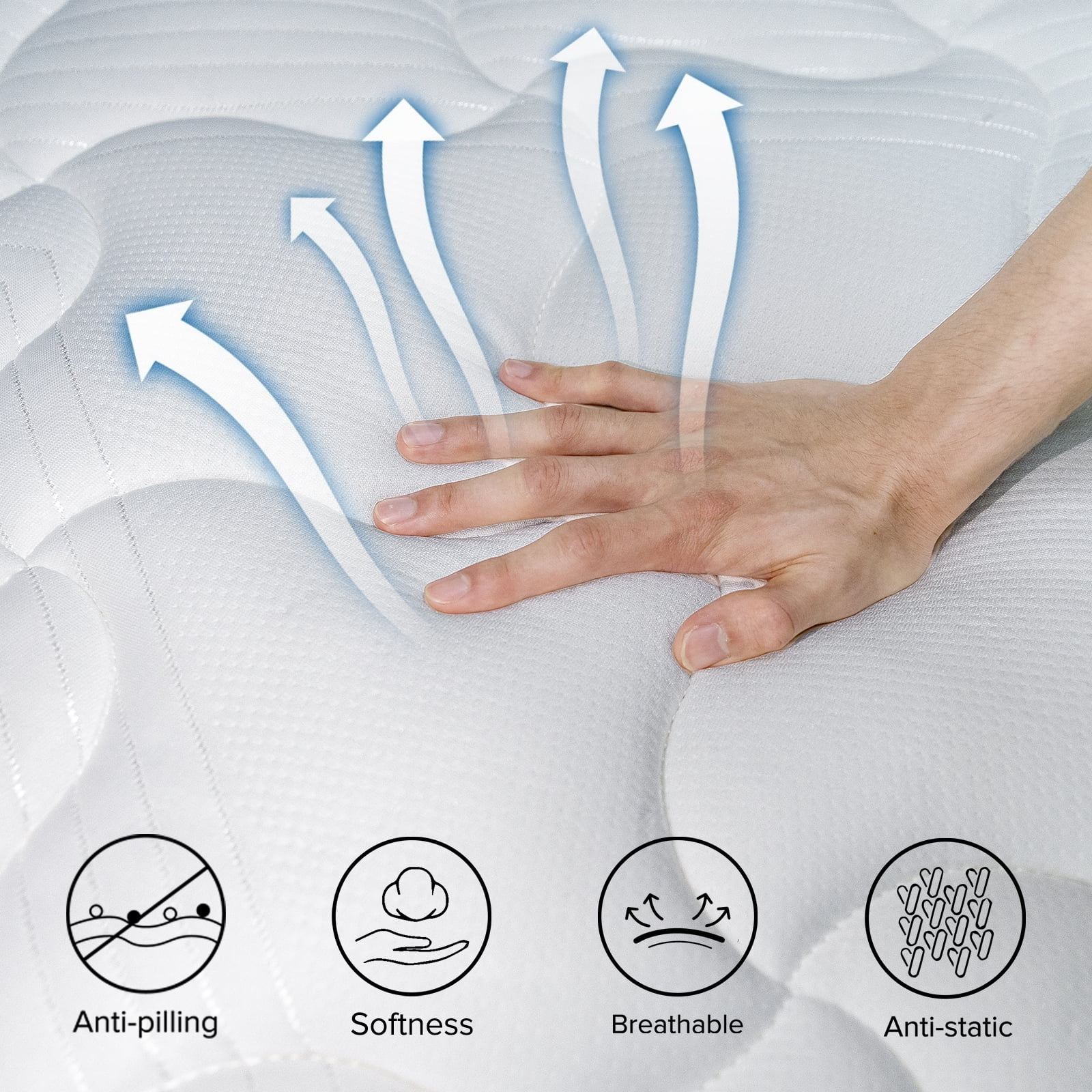 King Mattress,Babo Care 12 Inch Cooling-Gel Memory Foam and Individually Pocket Innerspring Hybrid Mattress, King Bed Mattress in a Box, CertiPUR-US Certified, Medium King Size Mattress-White