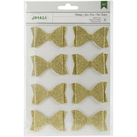 Gold Glitter Bowl - Holiday Details Glitter Bows, 8pk, Gold
