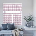 thumbnail image 6 of 3 Piece Kitchen Curtains and Valances Set Pink Stripe Cafe Curtains 36 Inch Length Modern Simple Geometric White Striped Valance & Tier Curtain for Living Room Bedroom Small Window 54"x18"+27"x36"*2, 6 of 6