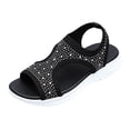 thumbnail image 5 of Rokment Women's Sparkly Rhinestones Comfortable Walking Sandals Slip on Air Cushion Arch Support Wedge Slingback Open Toe Platform Summer Shoes Breathable Beach Footwear Black Size 6, 5 of 6