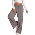 thumbnail image 4 of Womens Cargo Pants With Pockets Ladies Solid Color Drawstring Pocket Straight Leg Sports Casual Sweatpants High Waisted Pants Bronze M, 4 of 4