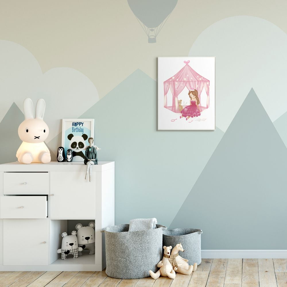 Stupell Industries Girl's Playroom Princess Doll Stuffed Animal Illustration Graphic Art Unframed Art Print Wall Art, 13x19, by Ziwei Li