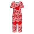 thumbnail image 7 of Garbnen Women Valentine Pajamas Set V Neck Short Sleeve Sleepwear Topand Capri Pants Love Heart Graphic Women's 2 Piece Pajama Sets with Pockets, 7 of 7