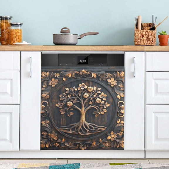 Farmhouse Tree Of Life Dishwasher Magnet Cover Reuseable Refrigerator Magnet Cover Decal Fridge Microwave Stickers Hoilday Party Decor 23 x 26 Inch