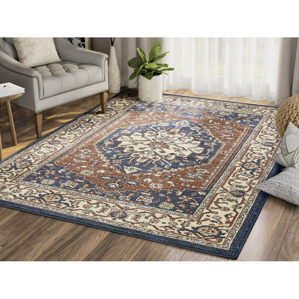 Abani Mesa MES160A Vintage Navy Blue Orange Area Rug