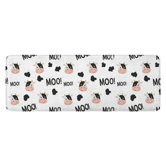 White Cow Black Spot Moo Pattern Kitchen Rug Mat,Kitchen Runner Rugs Non Skid Washable,Decorative Kitchen Floor Mats for Kitchen,Sink,Laundry,17"x47.2"