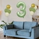 thumbnail image 4 of Juego de globos del primer cumpleaños - 0-9 números de papel de aluminio y 10 globos verdes con cinta para decoraciones de fiesta, 4 of 7