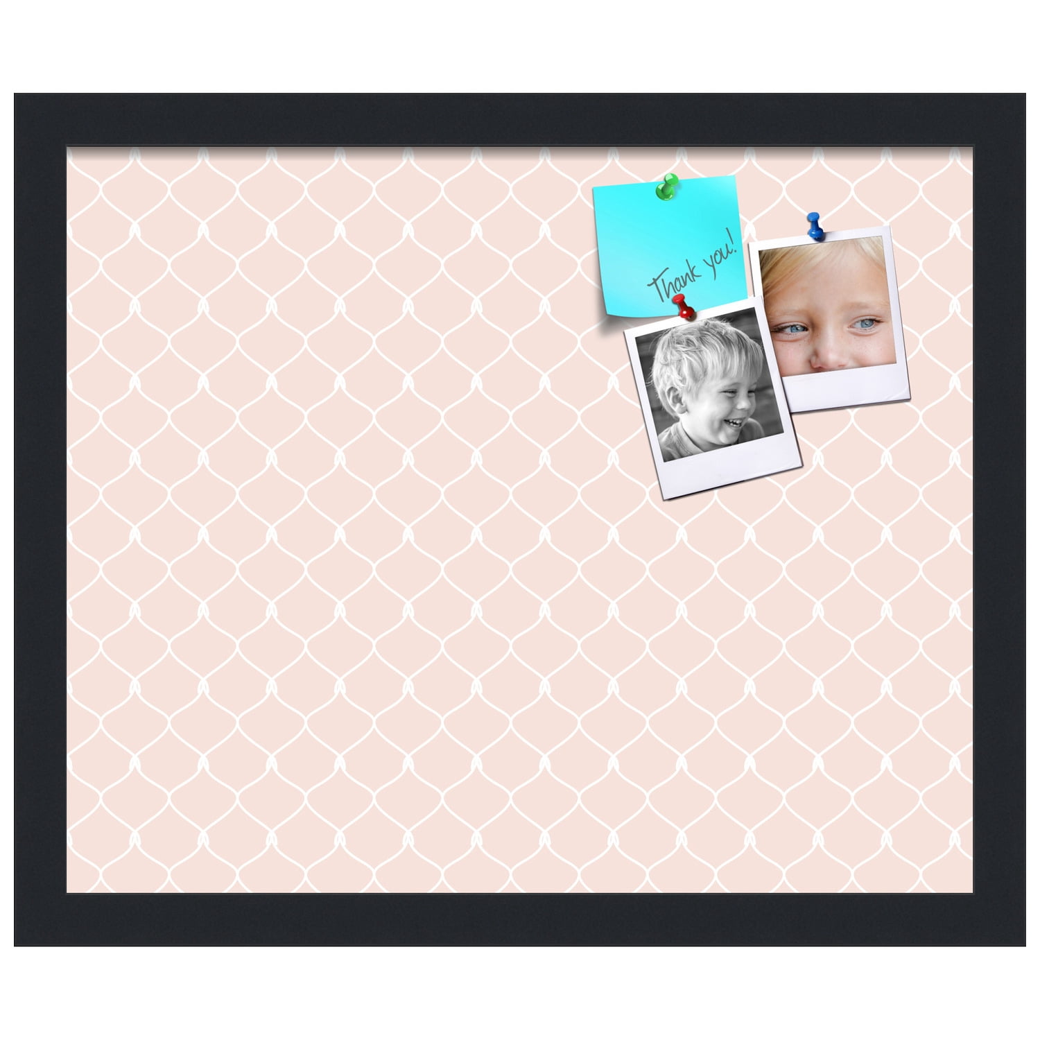 PinPix 17x14 Custom Cork Bulletin Board Baby Pink Chain Poster Board Has a Fabric Style Canvas Finish, Framed in Baby Pink Chain, by ArtToFrames (PinPix-575)