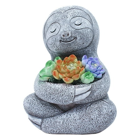 

TINKSKY 1Pc Cartoon Sloth Solar Light Outdoor Lamp Adornment Garden Resin Craftwork