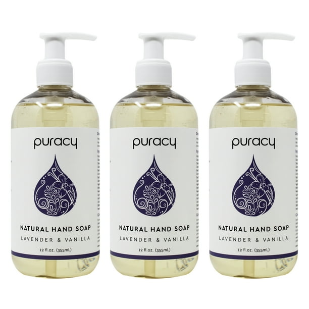 Puracy Natural Liquid Hand Soap Lavender & Vanilla 3 x 12oz - Walmart ...