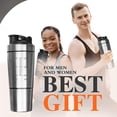thumbnail image 3 of Protein Shaker Bottle 700 ML with Mixball & Powder Compartment 200 ML, Metal Shaker Bottle Leak-Proof Fitness Bottle Shaker(Silver), 3 of 7